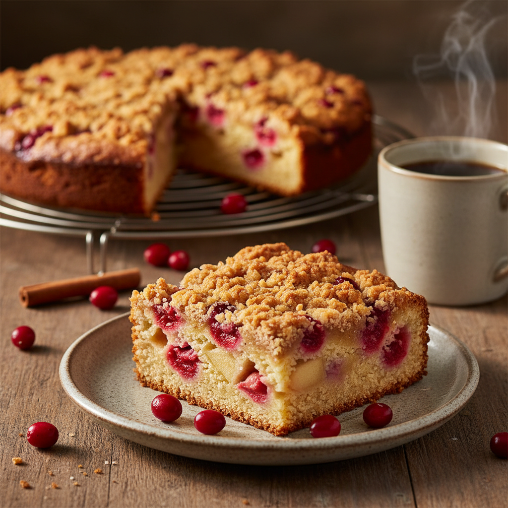Cozy Cranberry Apple Cake With Brown Sugar Streusel