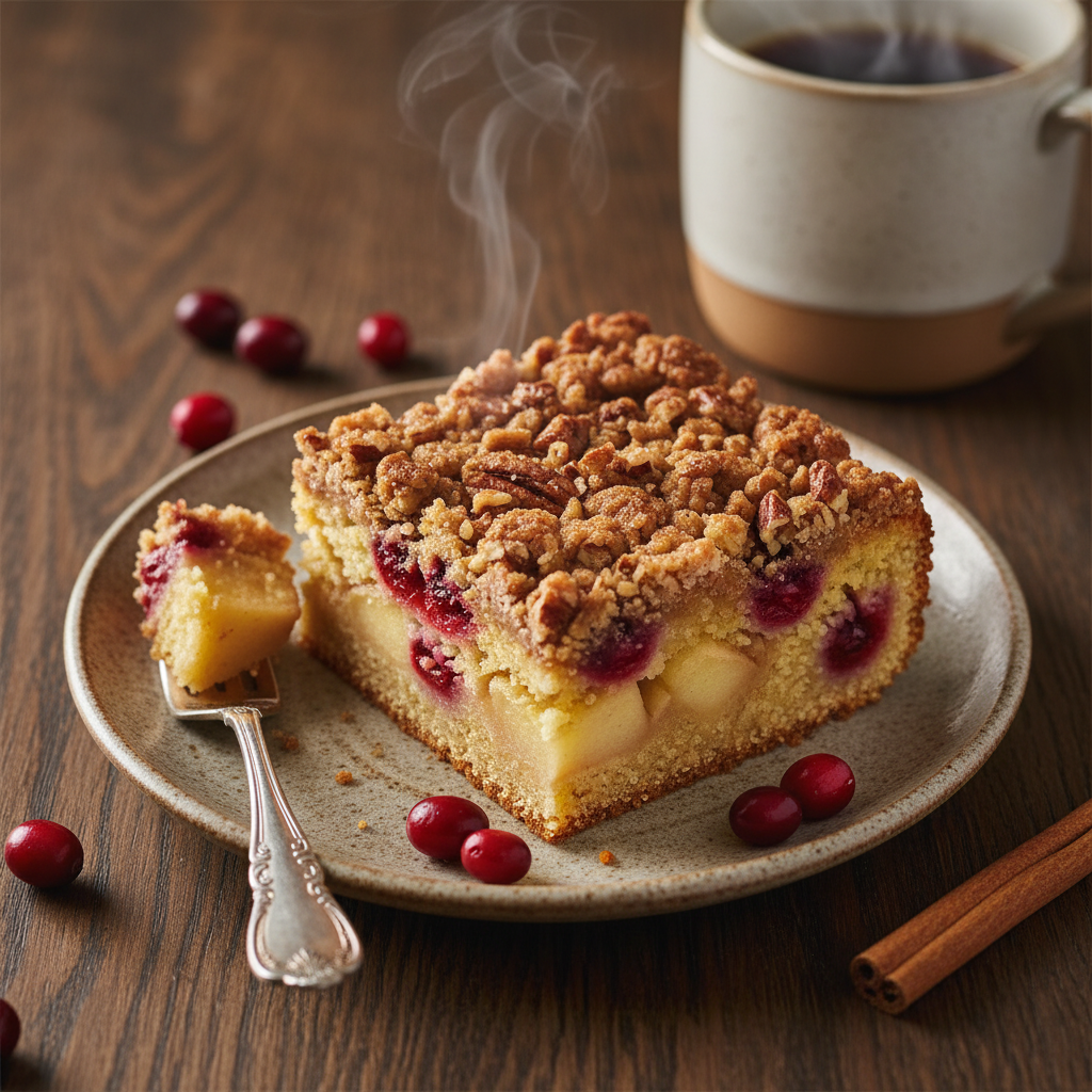 The Ultimate Cozy Cranberry Apple Cake with Buttery Pecan Crumble