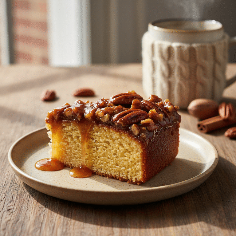Cozy Maple Pecan Cake With Sticky Praline Topping