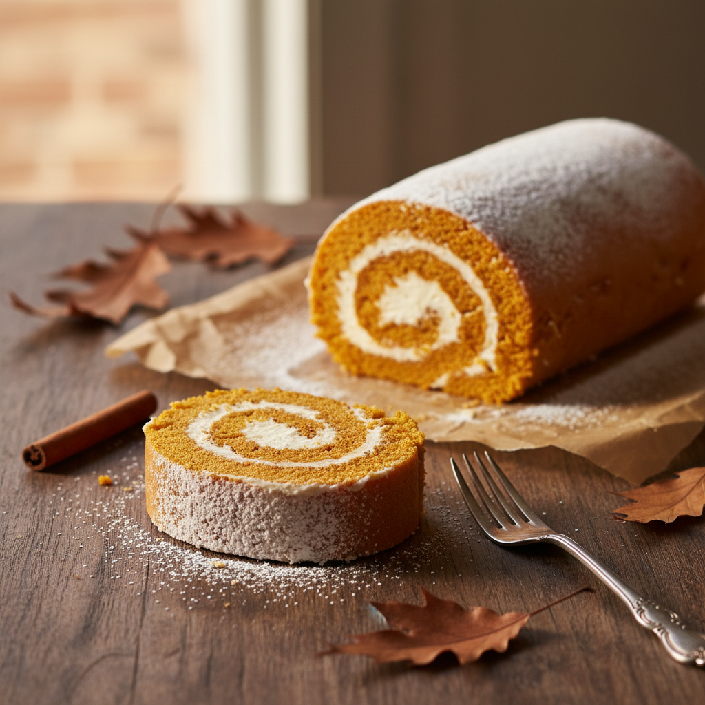 Cozy Pumpkin Roll Cake With Cream Cheese Frosting