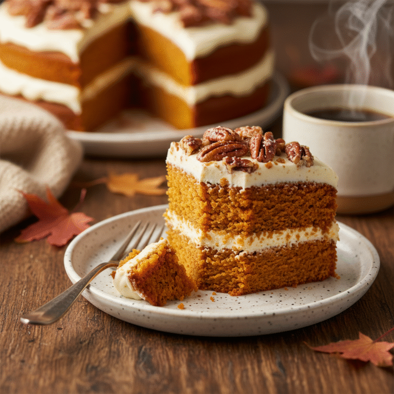 Cozy Pumpkin Spice Layer Cake With Pecan Topping Recipe