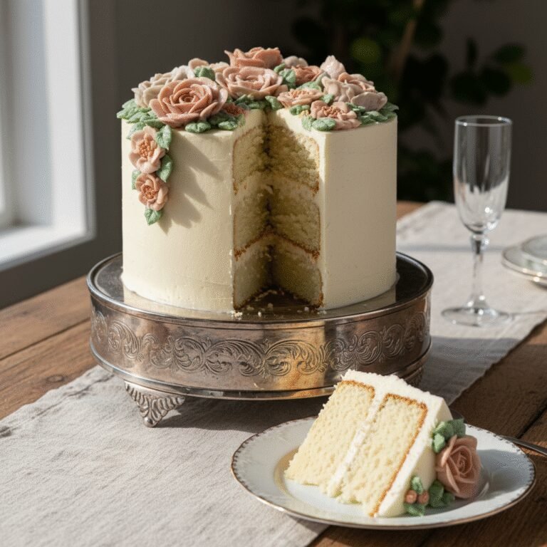 The Ultimate Elegant Almond Wedding Cake with Swiss Meringue Buttercream Flowers