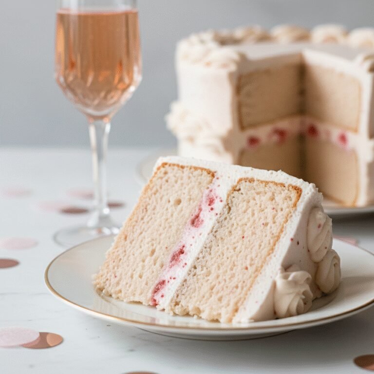 Elegant Pink Champagne Cake with Strawberry Buttercream