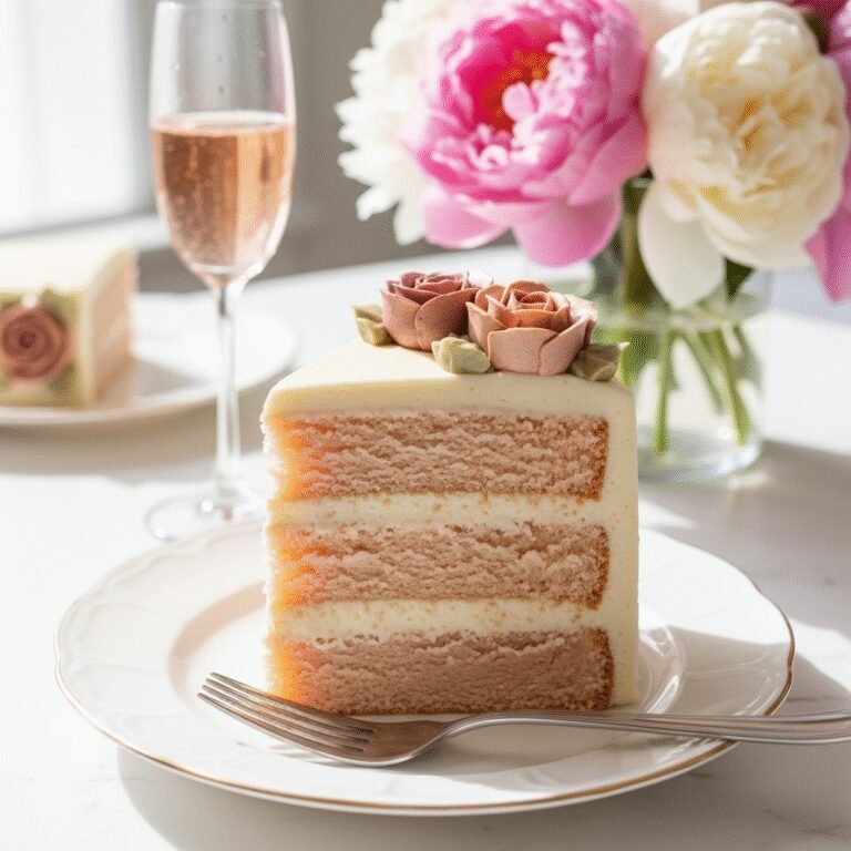 Elegant Pink Champagne Cake With Buttercream Flowers