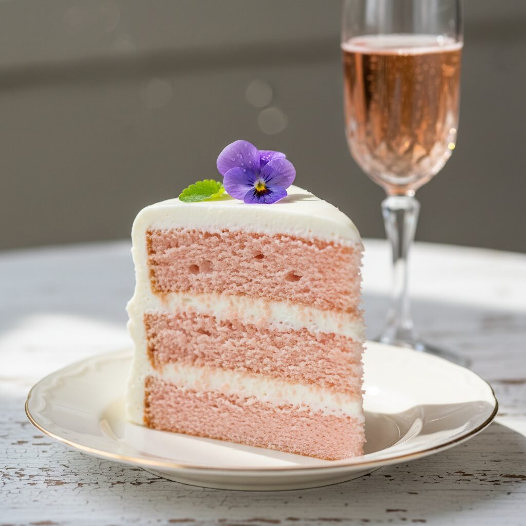 Elegant Champagne Cake With Fresh Flowers Recipe