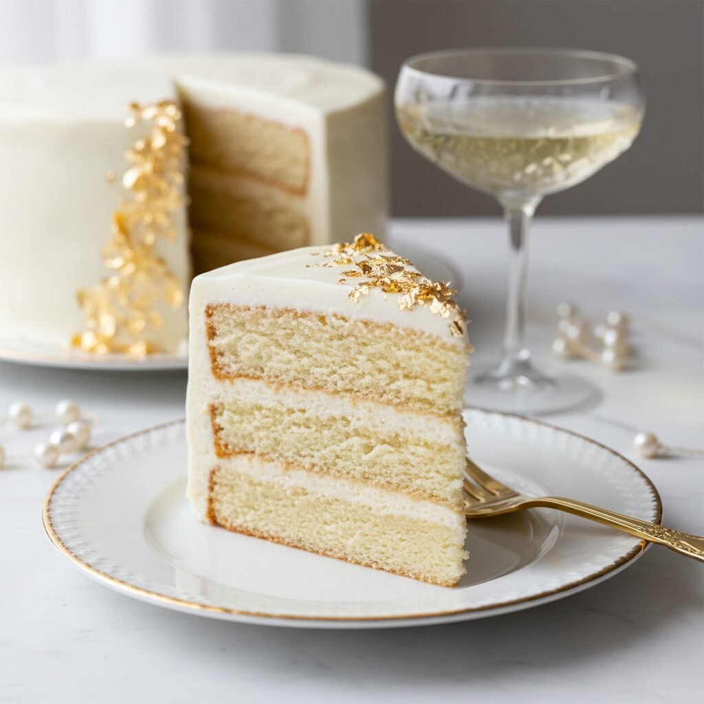 Elegant Champagne Cake With Gold Leaf Decoration: The Ultimate Celebration Dessert