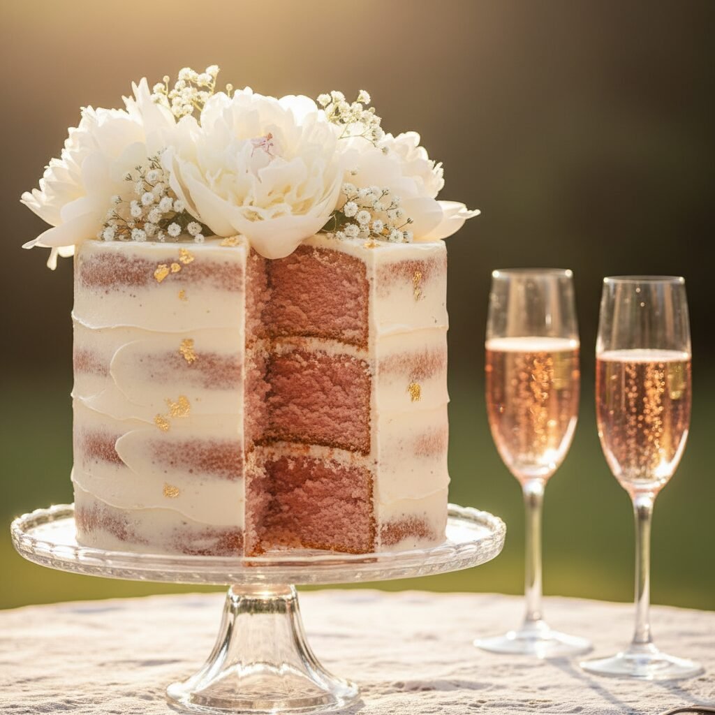 Elegant Champagne Cake With Naked Frosting Style Recipe