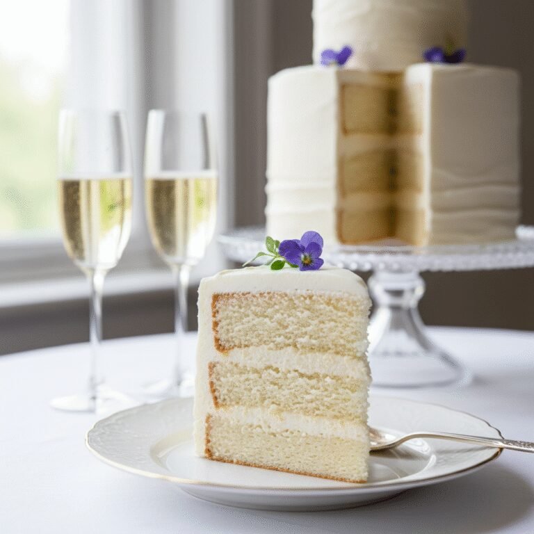 The Ultimate Elegant White Wedding Cake with Velvety Almond Buttercream