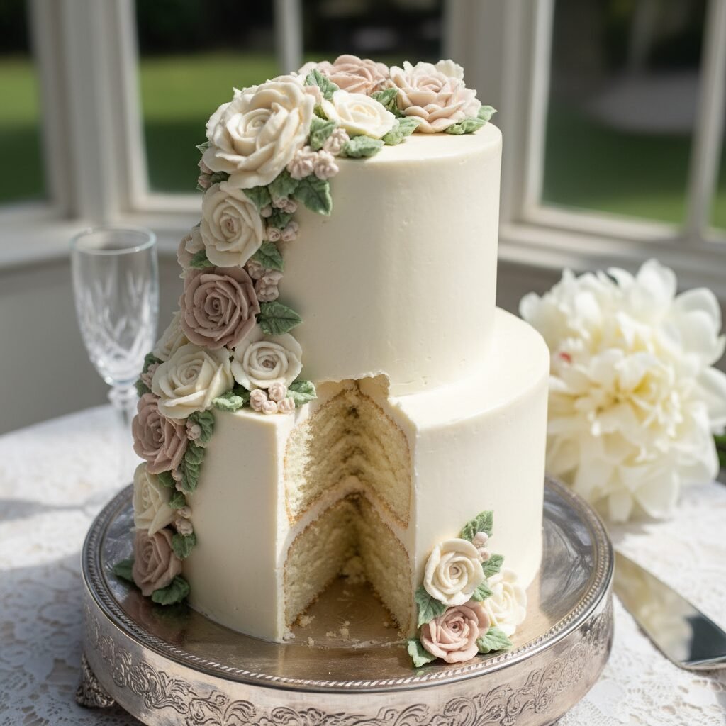 The Ultimate Elegant White Wedding Cake With Hand-Piped Buttercream Flowers