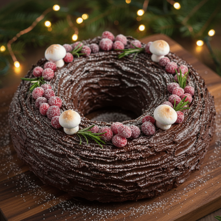 Festive Christmas Yule Log Cake Wreath: The Ultimate Holiday Showstopper