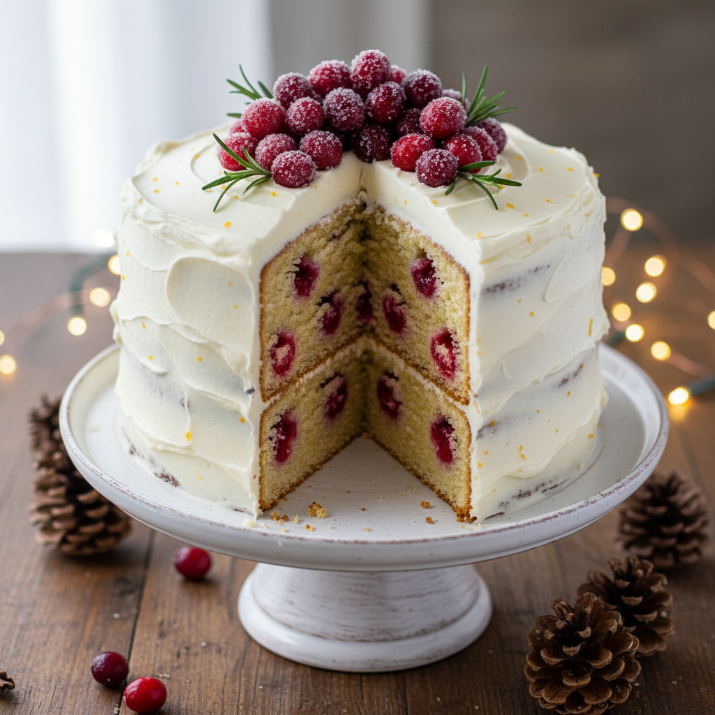 Festive Cranberry Orange Cake With Cream Cheese Frosting