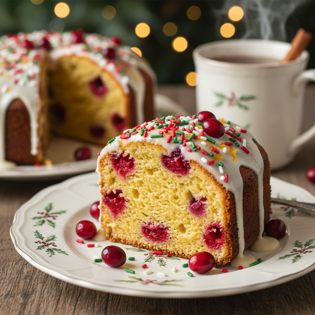 Festive Cranberry Orange Cake With Holiday Sprinkles Recipe