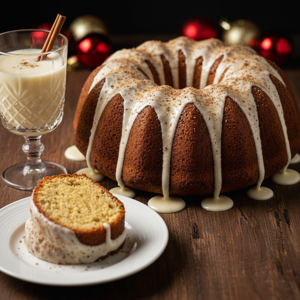 The Ultimate Festive Eggnog Bundt Cake with Spiced Rum Glaze