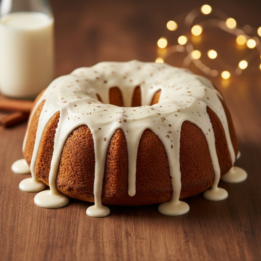 Festive Egg Nog Bundt Cake With Spiced Cream Cheese Frosting