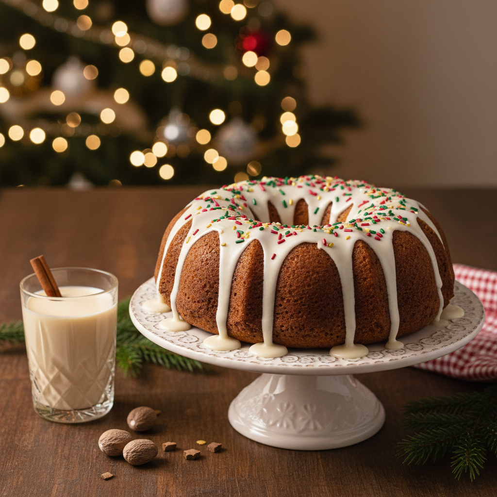 Festive Egg Nog Bundt Cake With Holiday Sprinkles Recipe