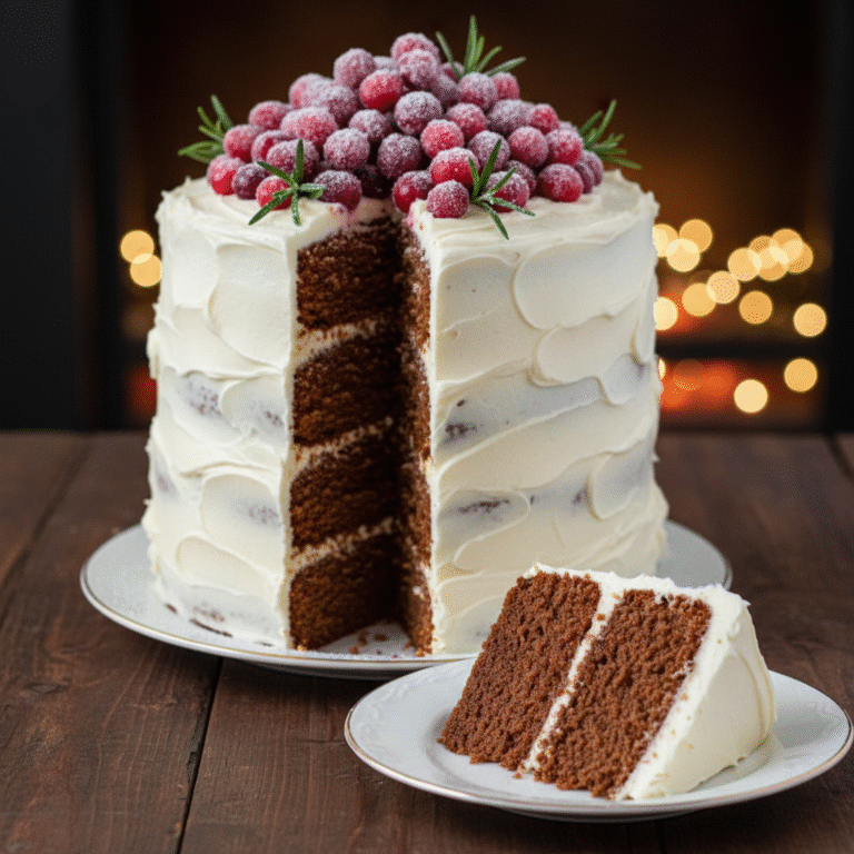 Ultimate Festive Gingerbread Layer Cake with Sparkling Sugared Cranberries