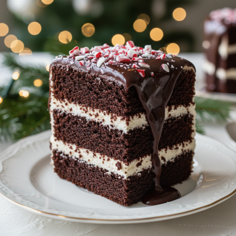 Festive Peppermint Chocolate Cake With Silky Chocolate Ganache
