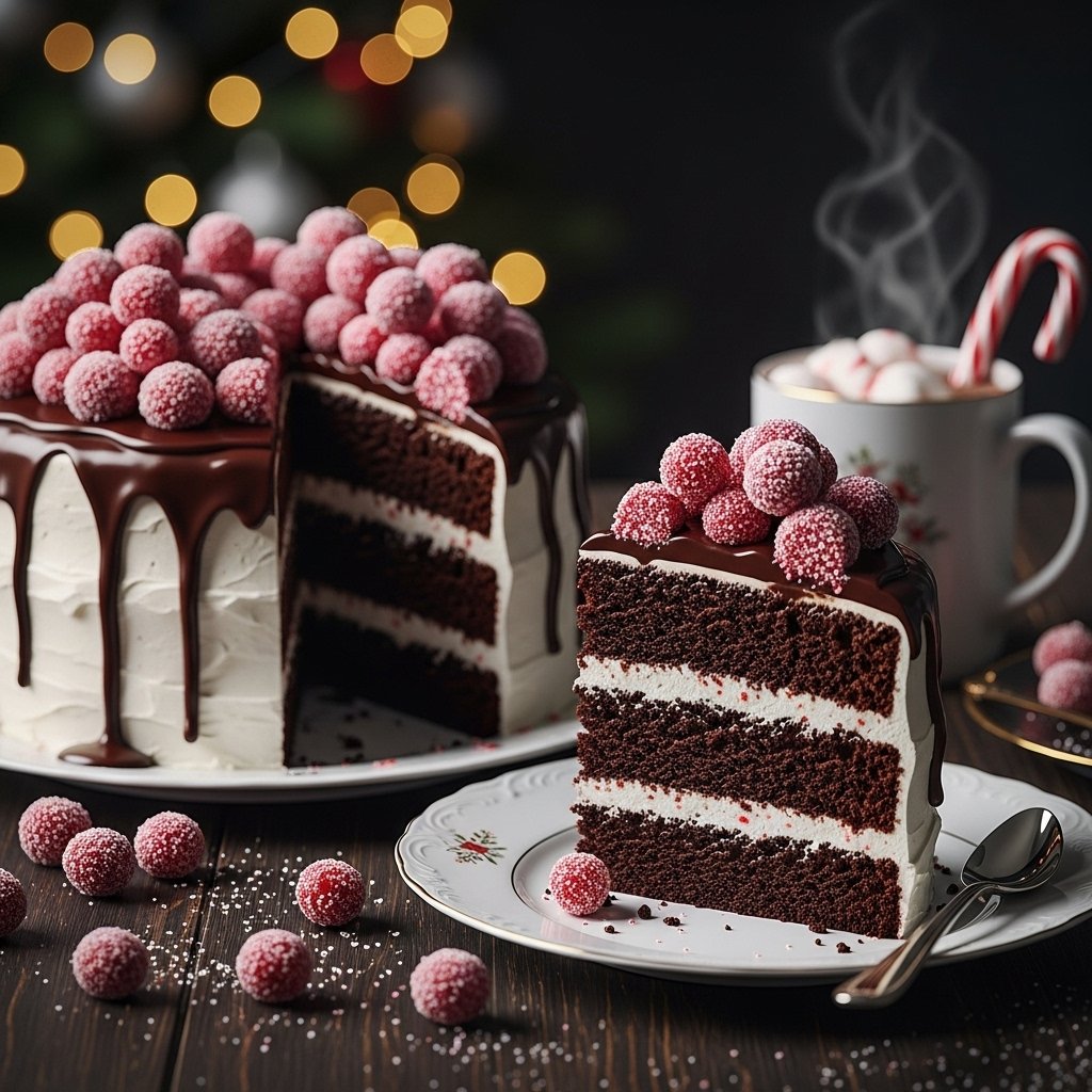 The Ultimate Festive Peppermint Chocolate Cake With Sugared Cranberries