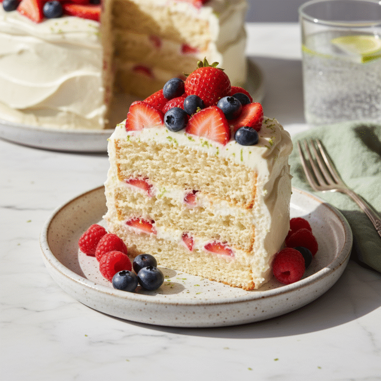 Ultimate Fresh Coconut Lime Cake With Juicy Summer Berries