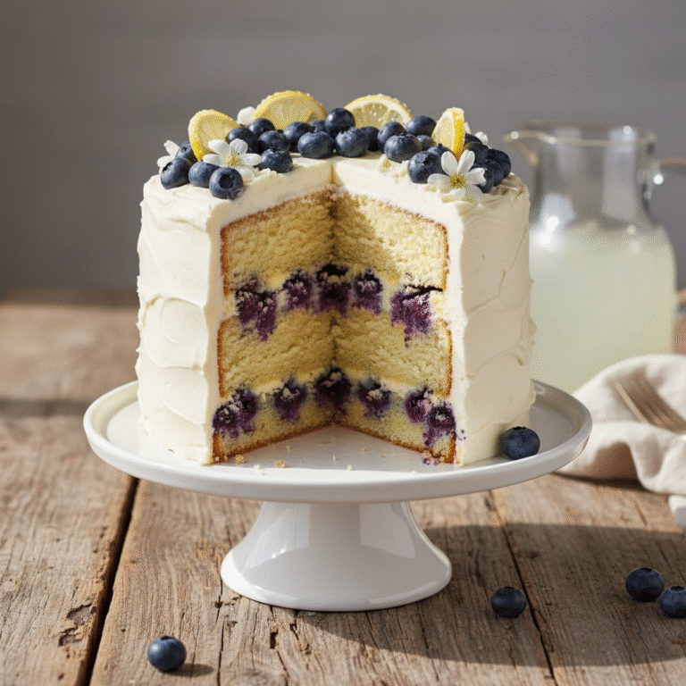 The Ultimate Fresh Lemon Blueberry Layer Cake with Cream Cheese Frosting