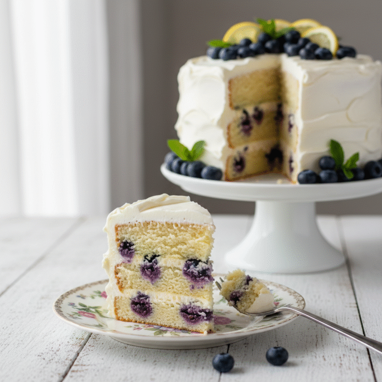 The Ultimate Fresh Lemon Blueberry Layer Cake with Zesty Cream Cheese Frosting