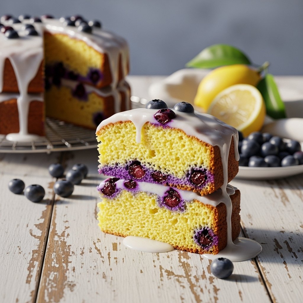 The Ultimate Fresh Lemon Blueberry Layer Cake With Zesty Lemon Glaze