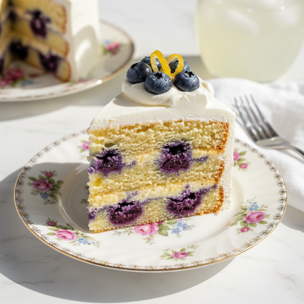 Fresh Lemon Blueberry Layer Cake With Whipped Cream Frosting Recipe