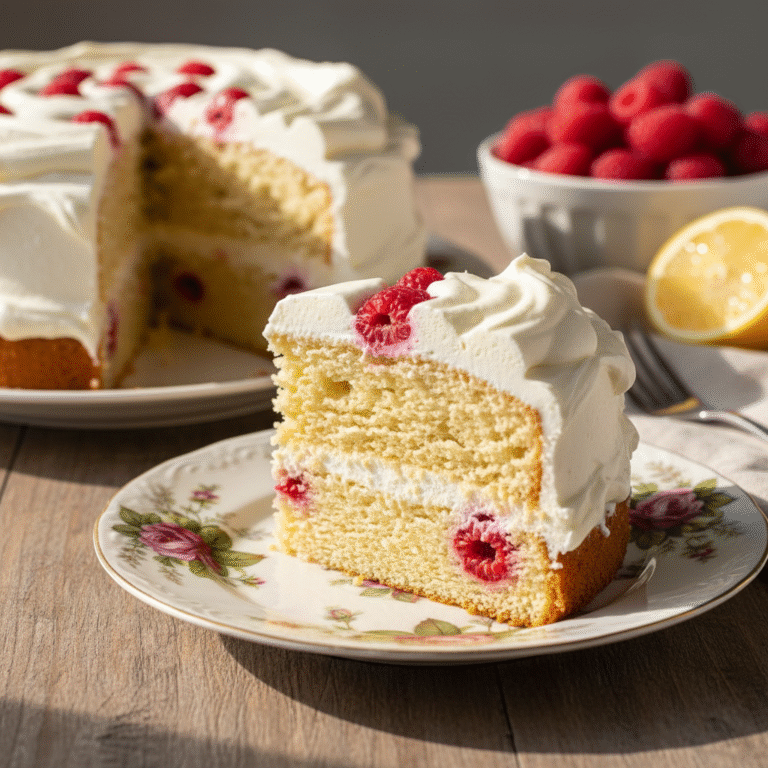 Fresh Lemon Raspberry Cake With Whipped Cream Frosting