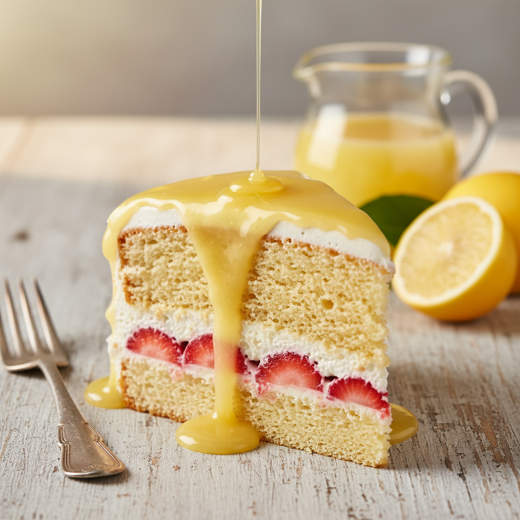 Ultimate Fresh Strawberry Shortcake Cake with Zesty Lemon Glaze