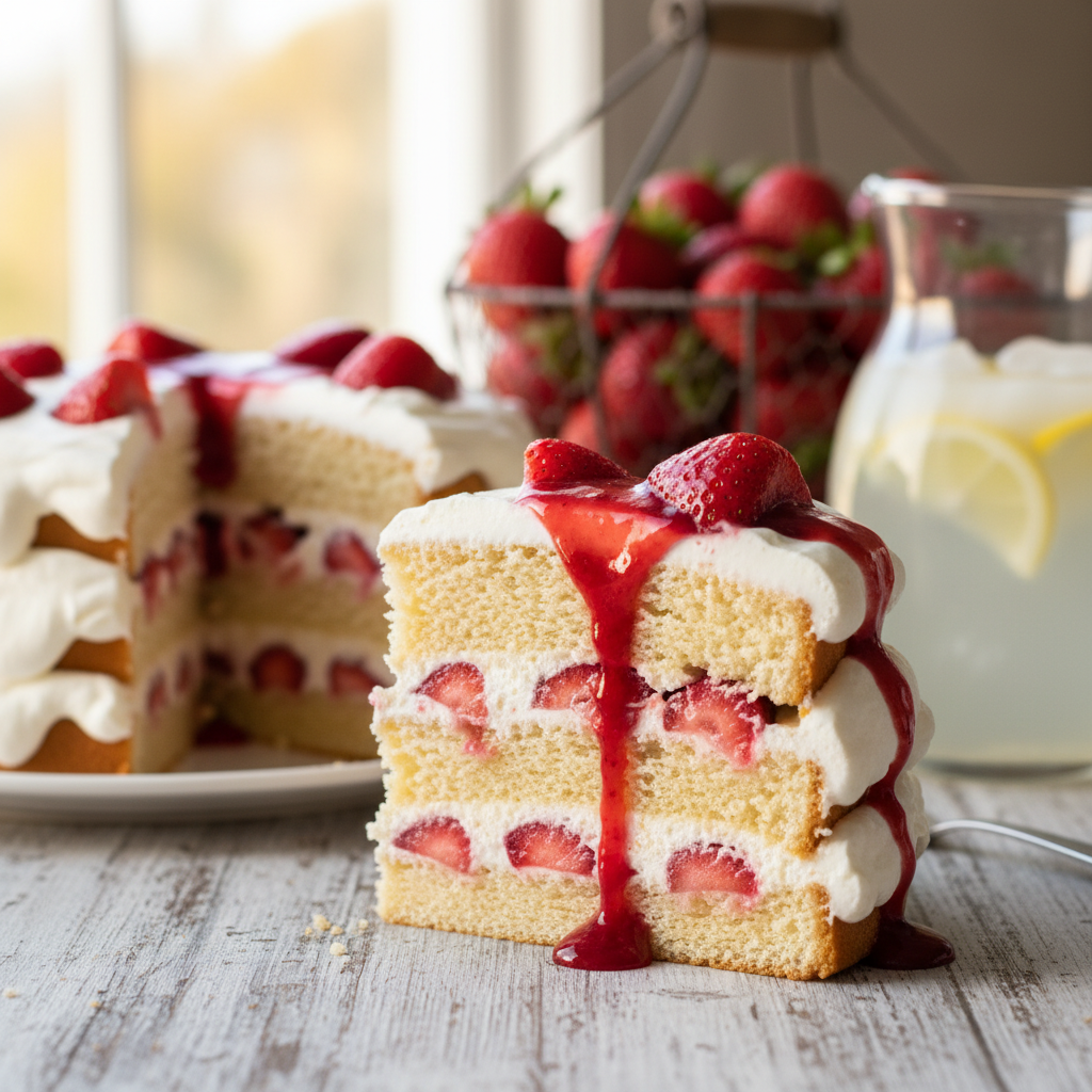 The Ultimate Fresh Strawberry Shortcake Cake With Stabilized Whipped Cream
