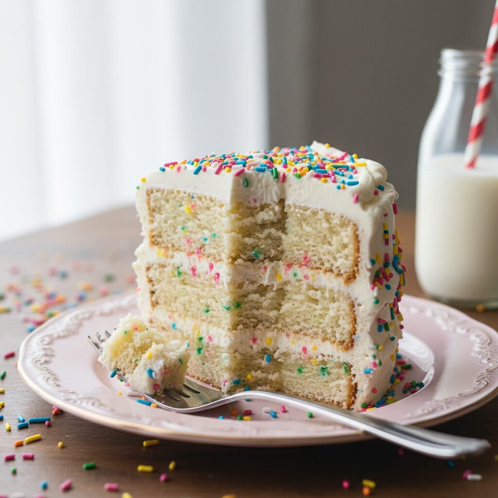 The Ultimate Homemade Fun Rainbow Sprinkle Birthday Cake
