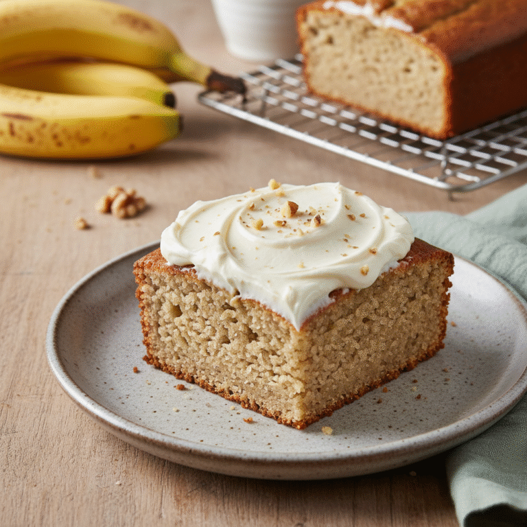 The Ultimate Moist Low Sugar Banana Cake with Cream Cheese Frosting