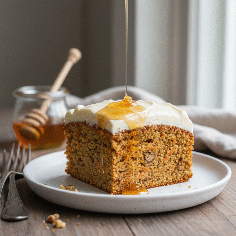 Moist & Healthy Low Sugar Carrot Cake Sweetened with Honey