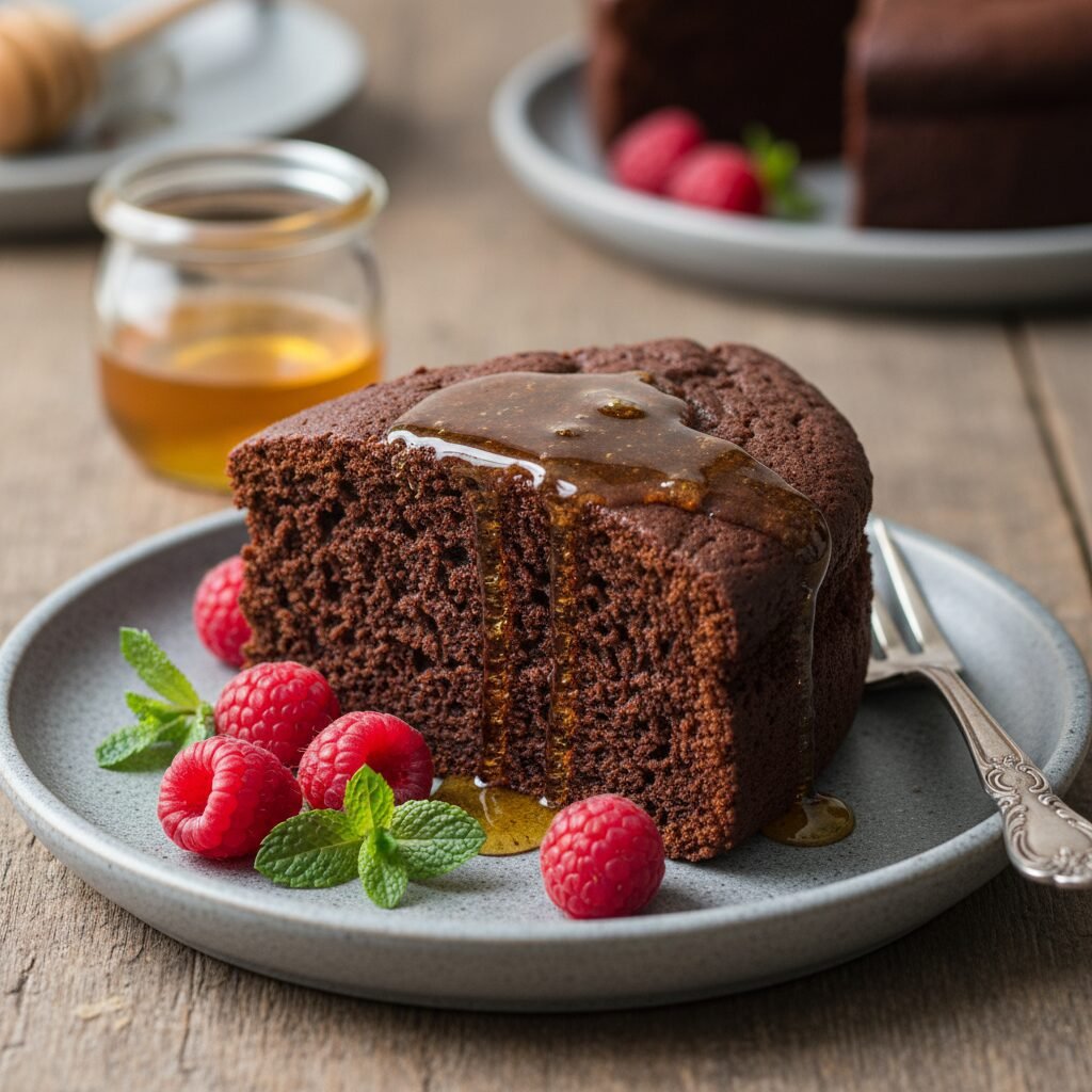 Moist & Fudgy Low Sugar Chocolate Cake with Honey