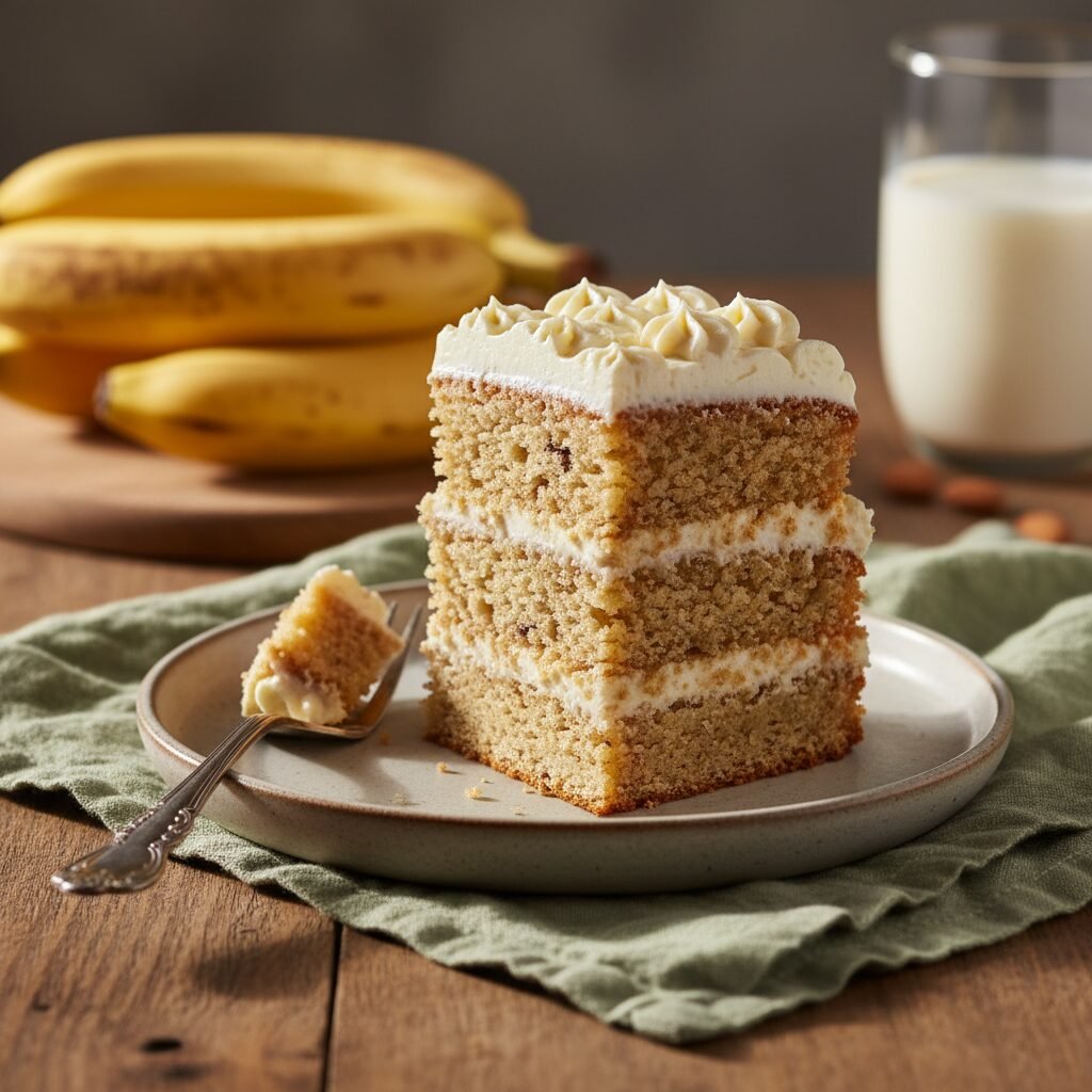 The Ultimate Moist Dairy-Free Banana Cake with Velvety Dairy-Free Buttercream