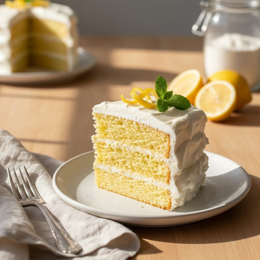 Moist Dairy Free Lemon Cake With Coconut Cream Frosting