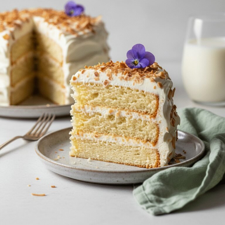The Ultimate Moist Dairy-Free Vanilla Cake with Whipped Coconut Cream Frosting