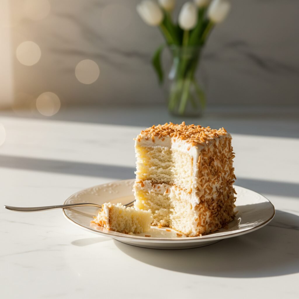 The Ultimate Moist Keto Coconut Cake with Cream Cheese Frosting