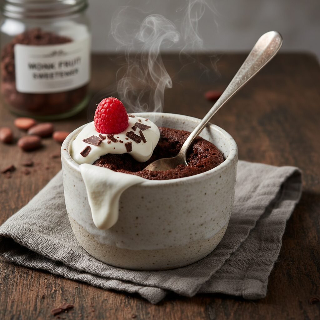 Decadent Moist Low Carb Mug Cake With Monk Fruit Sweetener