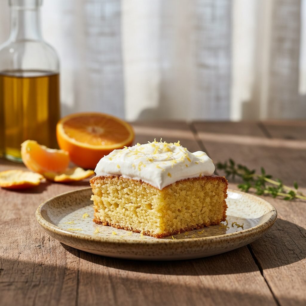 Moist Olive Oil Citrus Cake With Coconut Cream Frosting