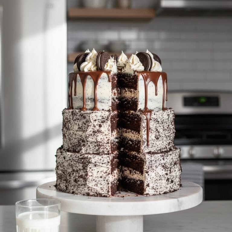 Ultimate Tall Oreo Drip Cake: The 4-Layer Cookies & Cream Showstopper