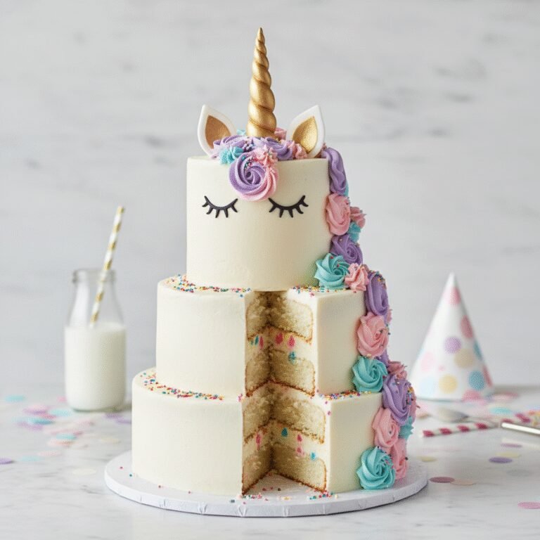 The Ultimate Tall Unicorn Birthday Cake With Sprinkles
