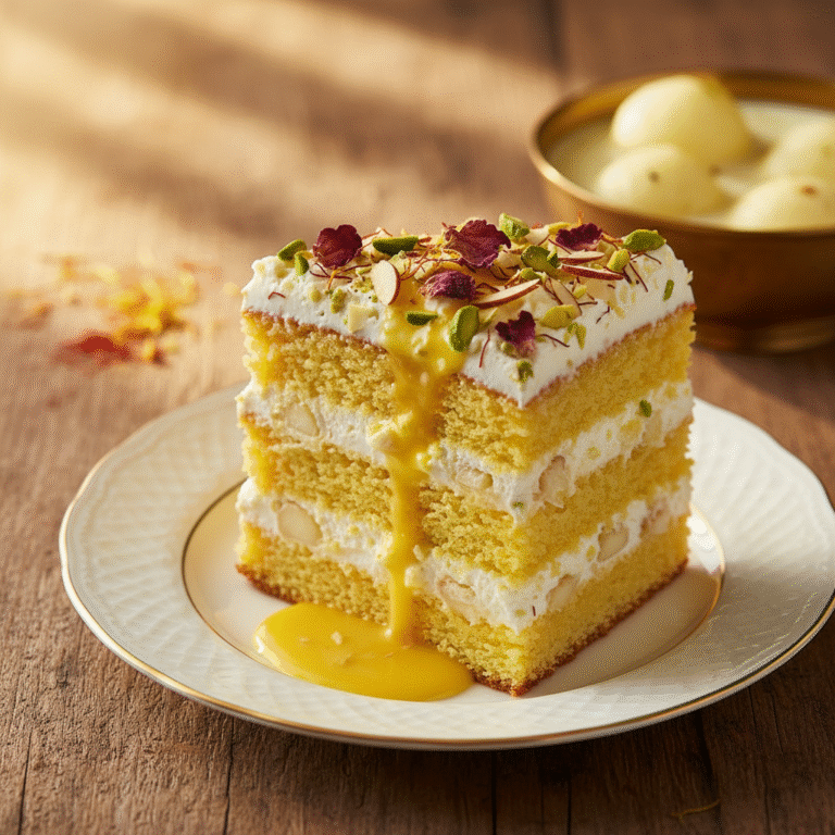 The Ultimate Rasmalai Cake: A Royal Fusion of Saffron, Cardamom, and Rose